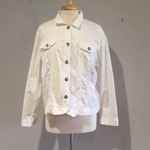Chico's White Button Front 100% Cotton Lightweight Jacket Size 3/XL/16